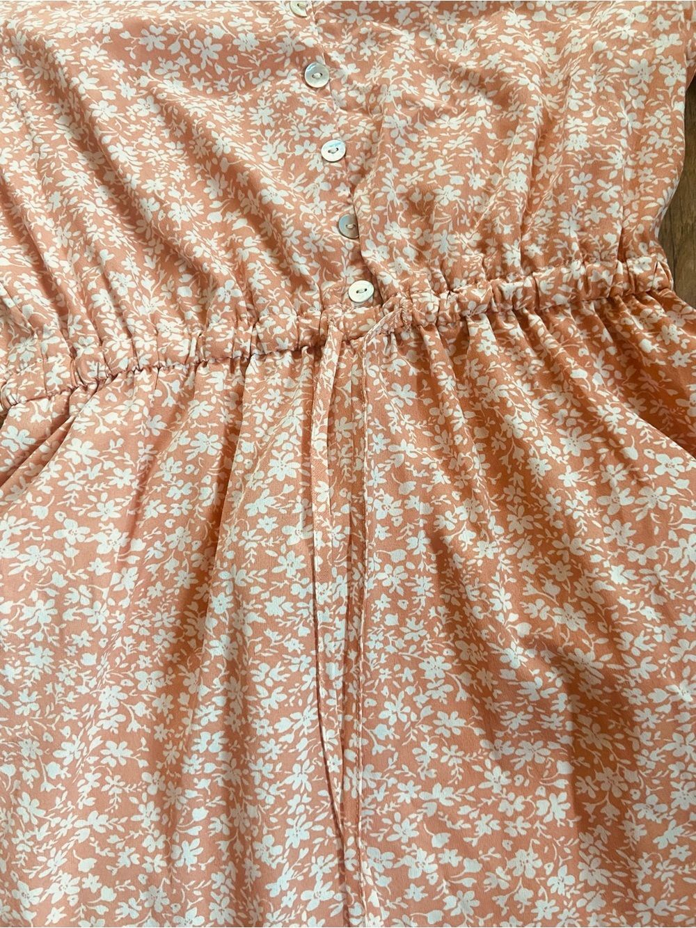 PrettyGarden S Floral Tiered Draw String Waist Soft Orange Dress Vaca spring - Picture 6 of 11